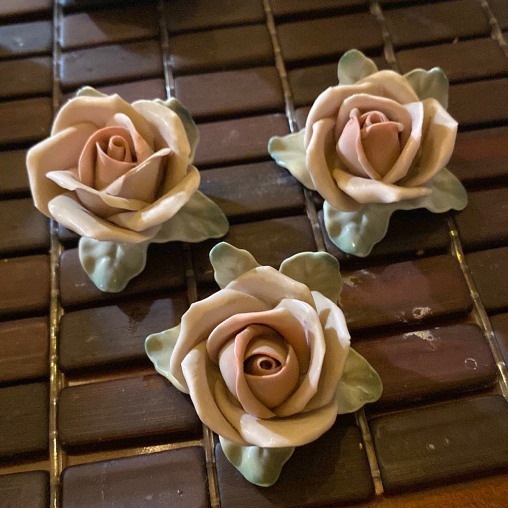 Shabby Chic Vintage 1940s Pink Porcelain Rose by Karl Ens German Porcelain